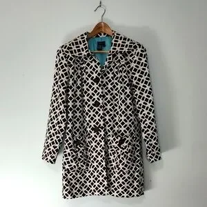 Chapter One Jacket Lightweight Coat Size 12 Fall Winter Cotton Brown & White